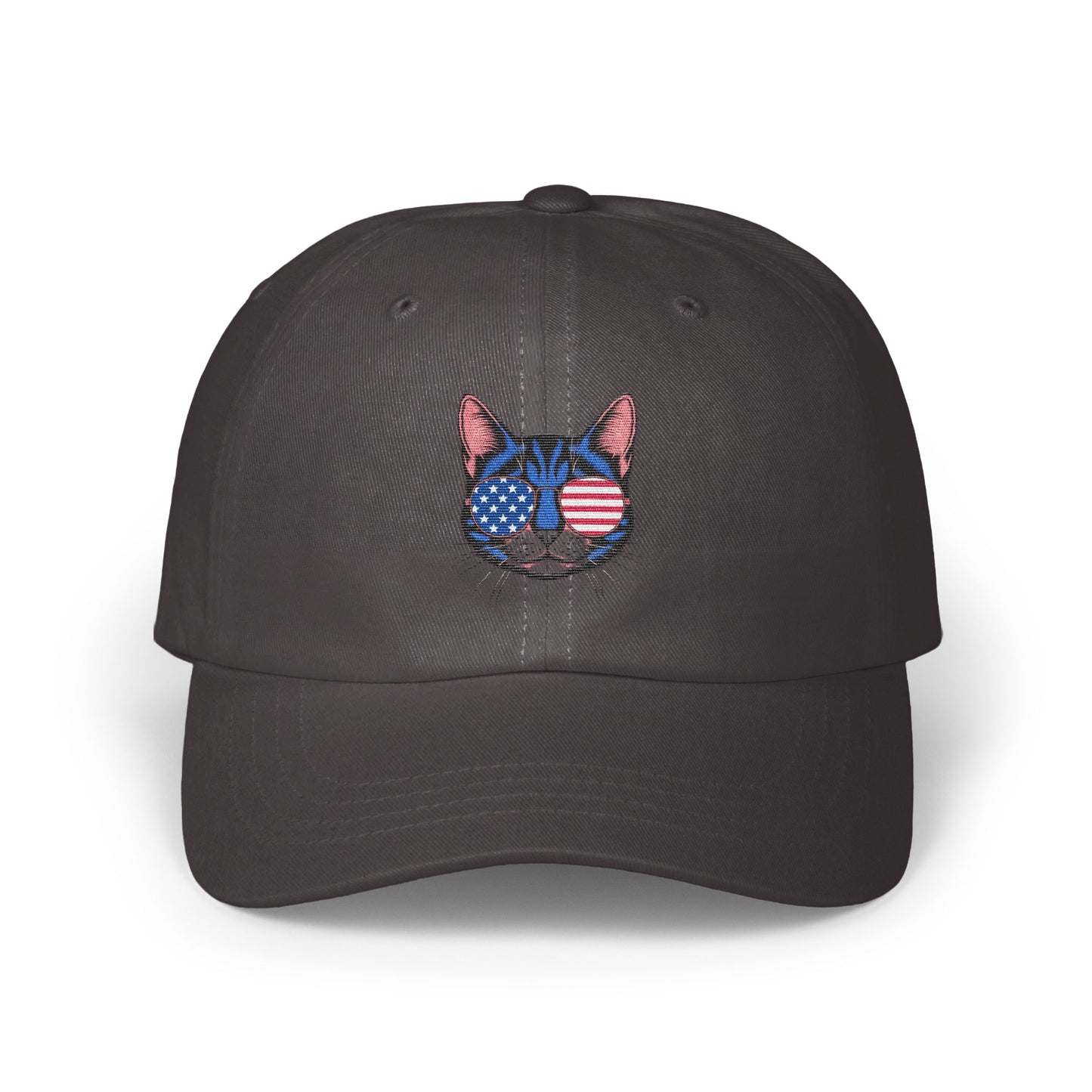 Cat Face with American Flag Embroidery Hat product