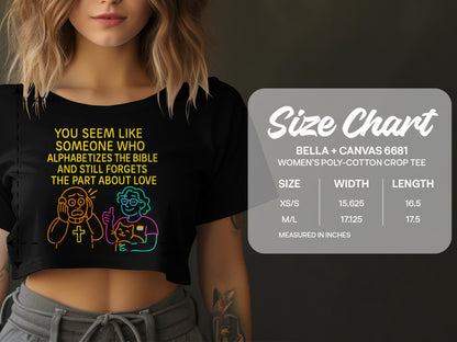 Humorous Alphabetizes Bible And Love Crop Tee product type