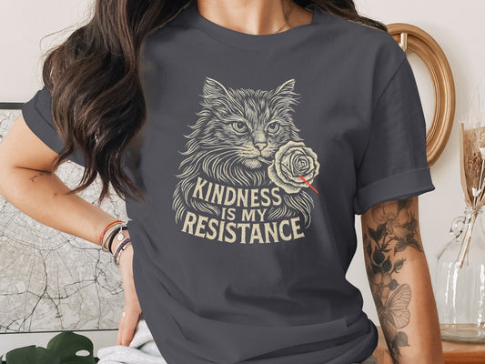 Kindness Is My Resistance Cat Graphic T-Shirt