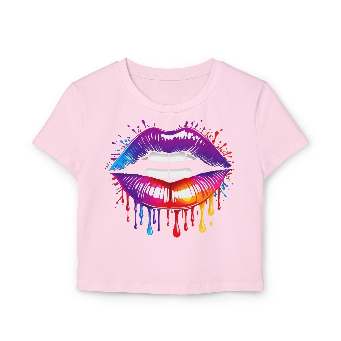Pride babby tee Colorful Lip Print Women's Baby Tee - Perfect for Casual Outings and Celebrations