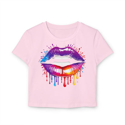 Pride babby tee Colorful Lip Print Women's Baby Tee - Perfect for Casual Outings and Celebrations