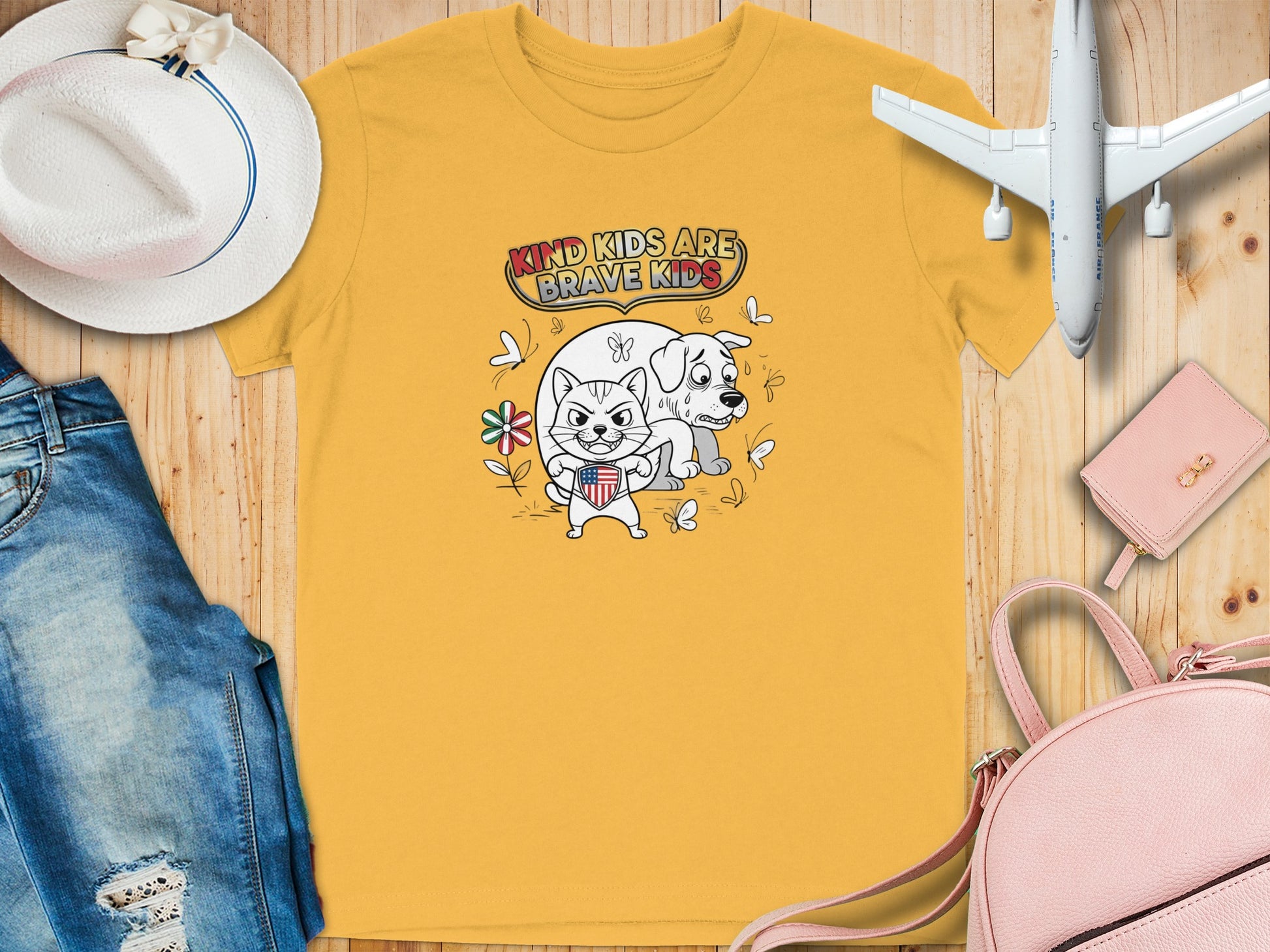 Kind Kids Are Brave Kids Cartoon Design T-shirt