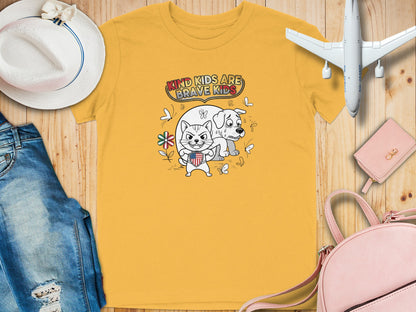 Kind Kids Are Brave Kids Cartoon Design T-shirt