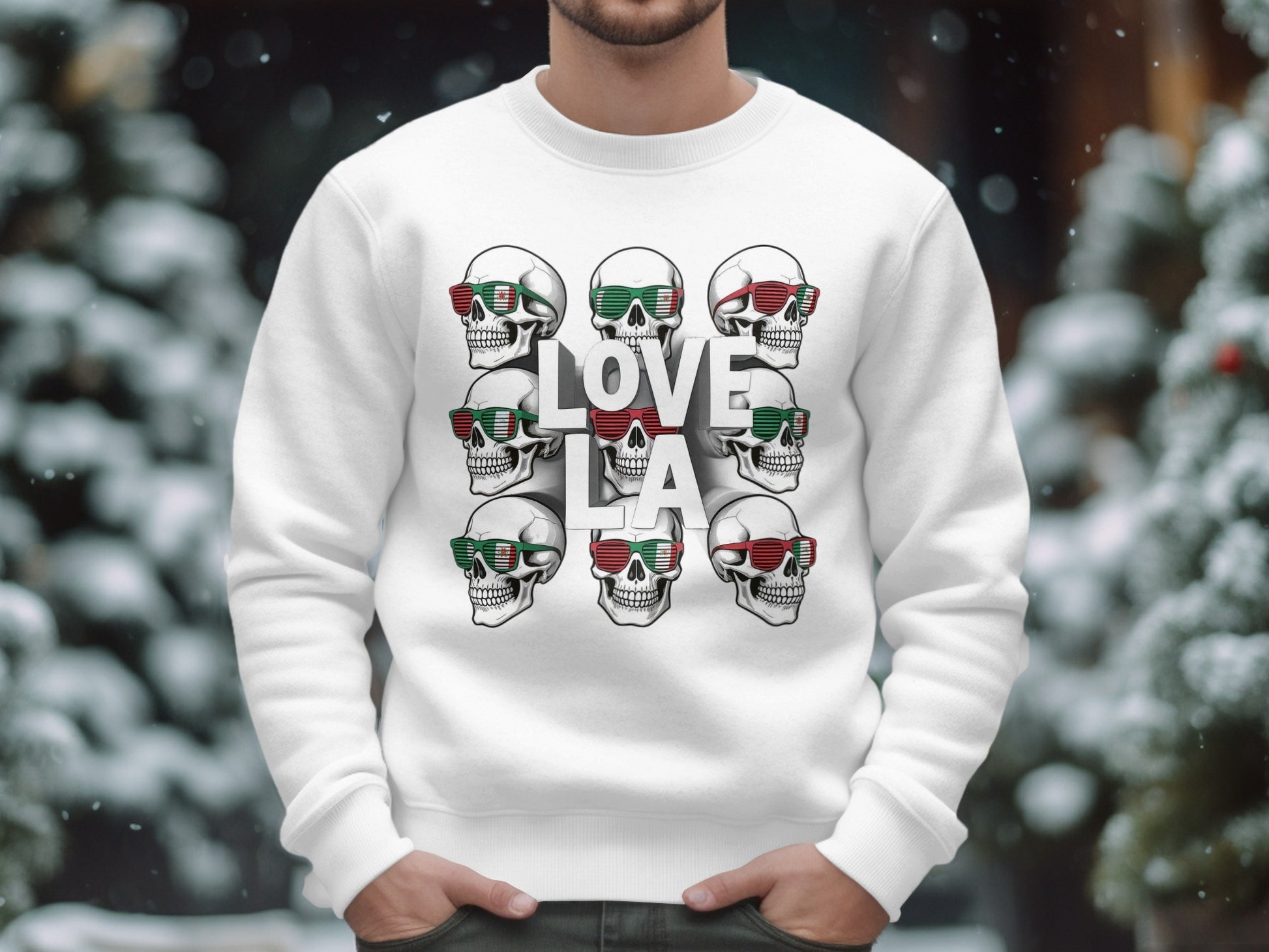 Love LA Skull Design Graphic White Sweatshirt product