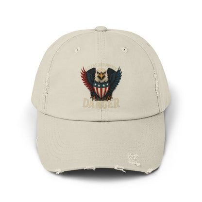 Beware of Danger Eagle Embroidered Distressed Hat product
