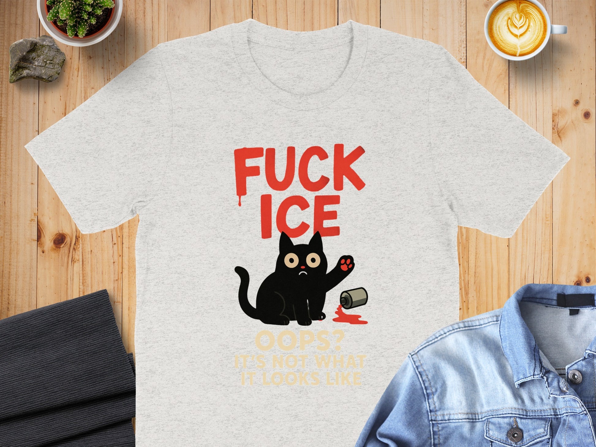Funny Cat Paint Spill T-Shirt Humorous Graphic product