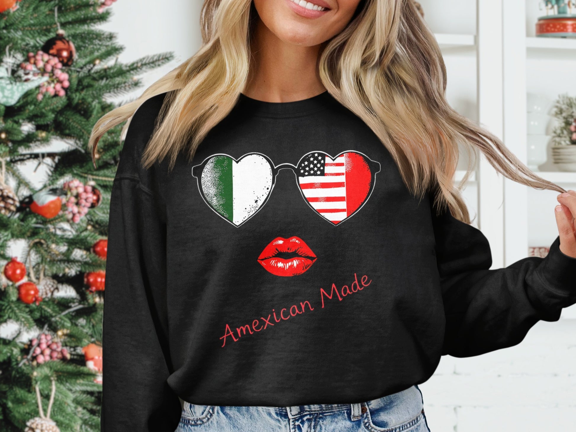 Amexican Made Sunglasses and Lips Graphic Sweater product type