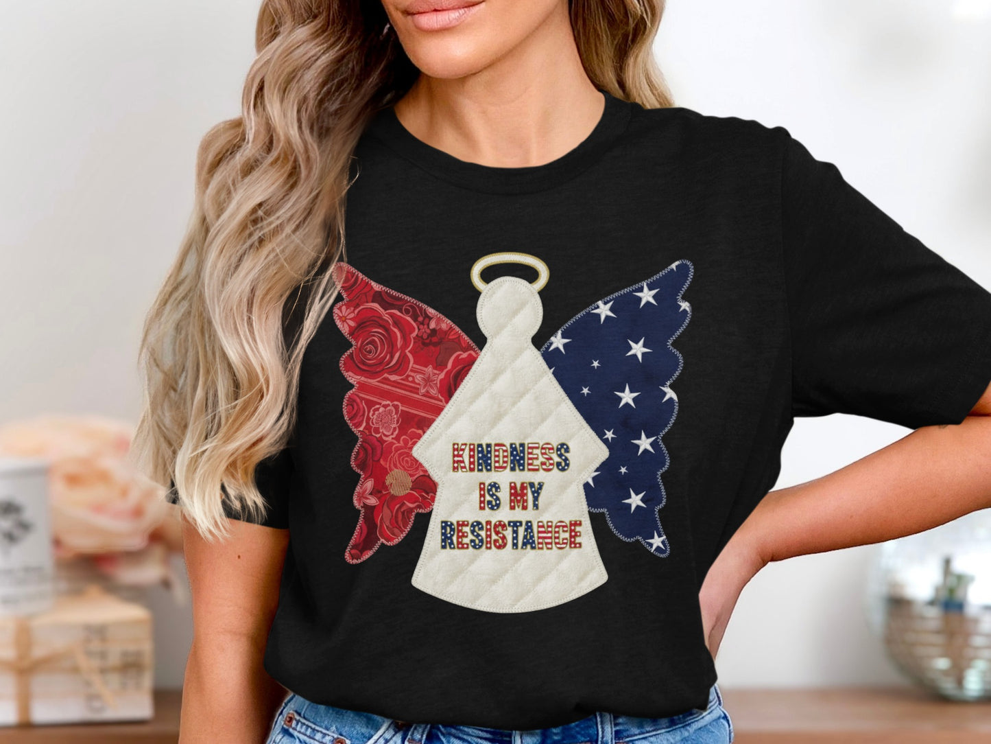 KINDNESS IS MY RESISTANCE angel wings shirt