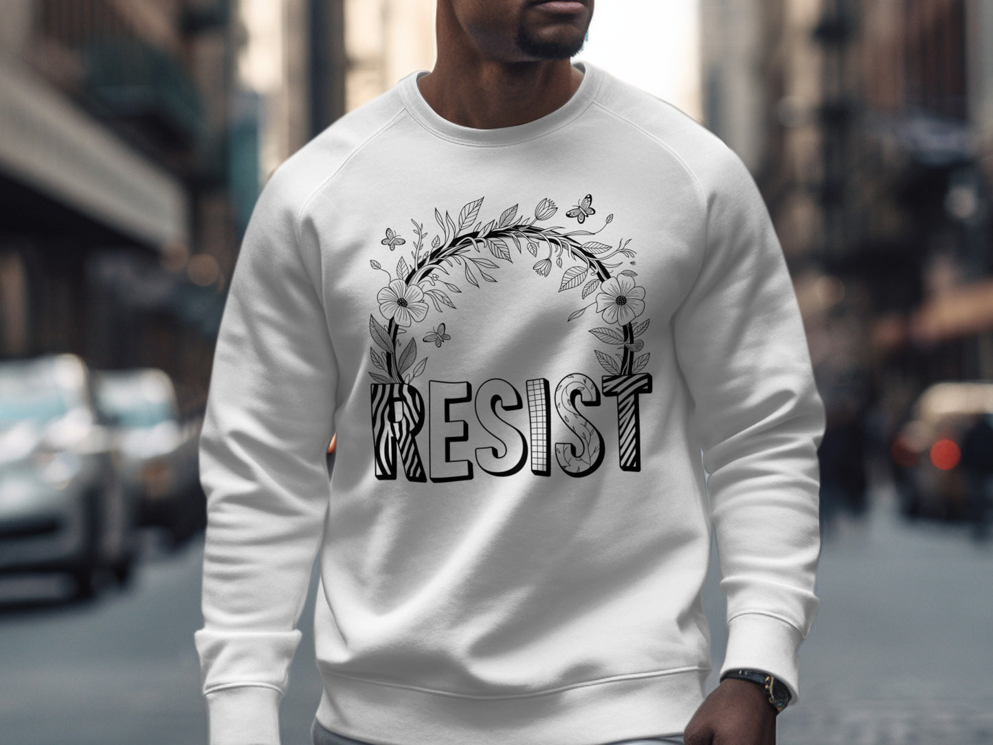 Resist Floral Wreath Graphic White Sweatshirt product