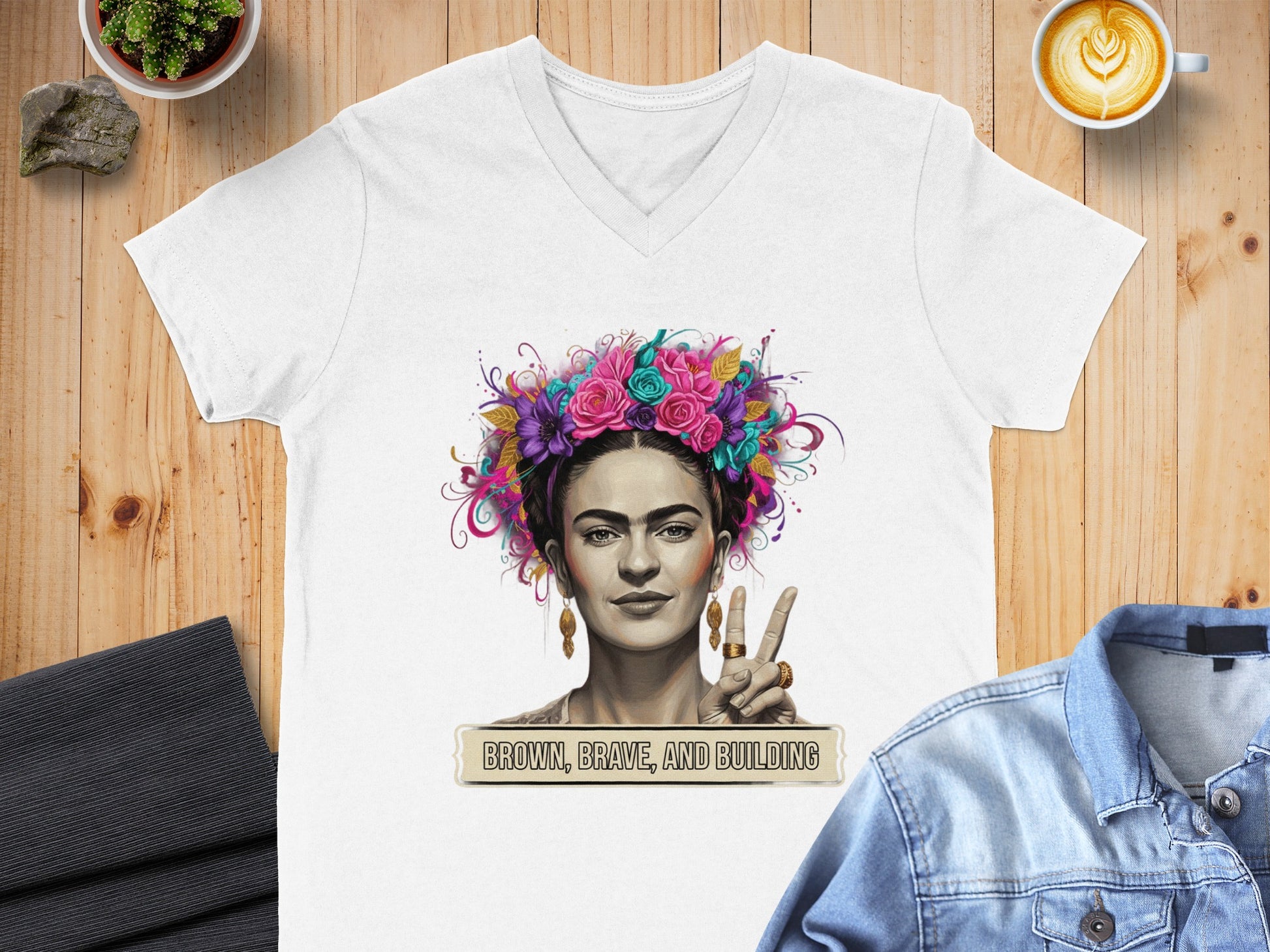 Brown Brave and Building Graphic T-shirt