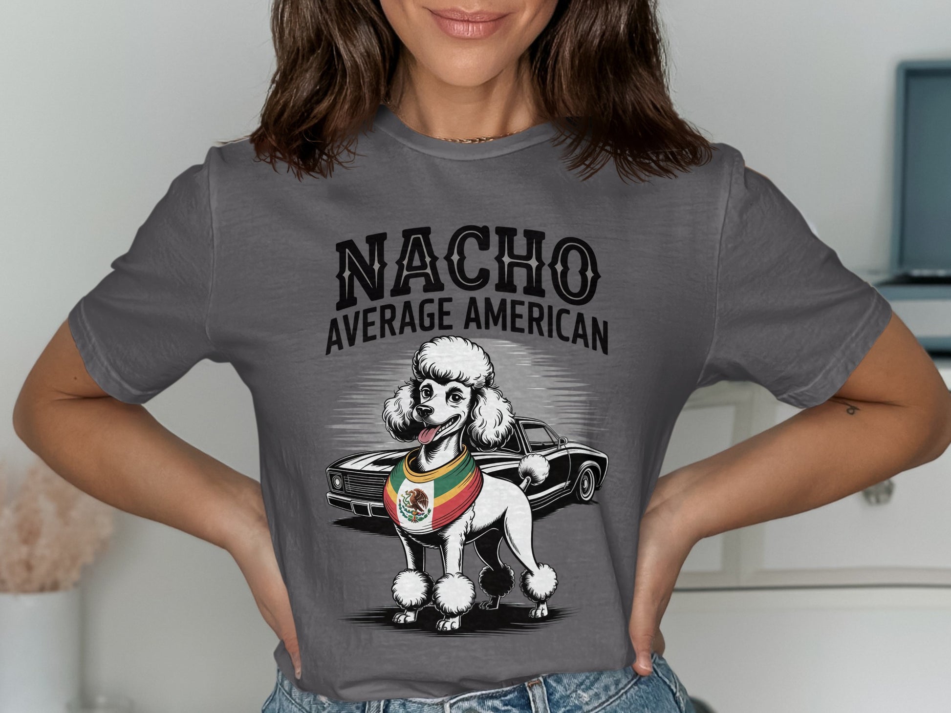 Retro Poodle Graphic Tee with Car Print product type