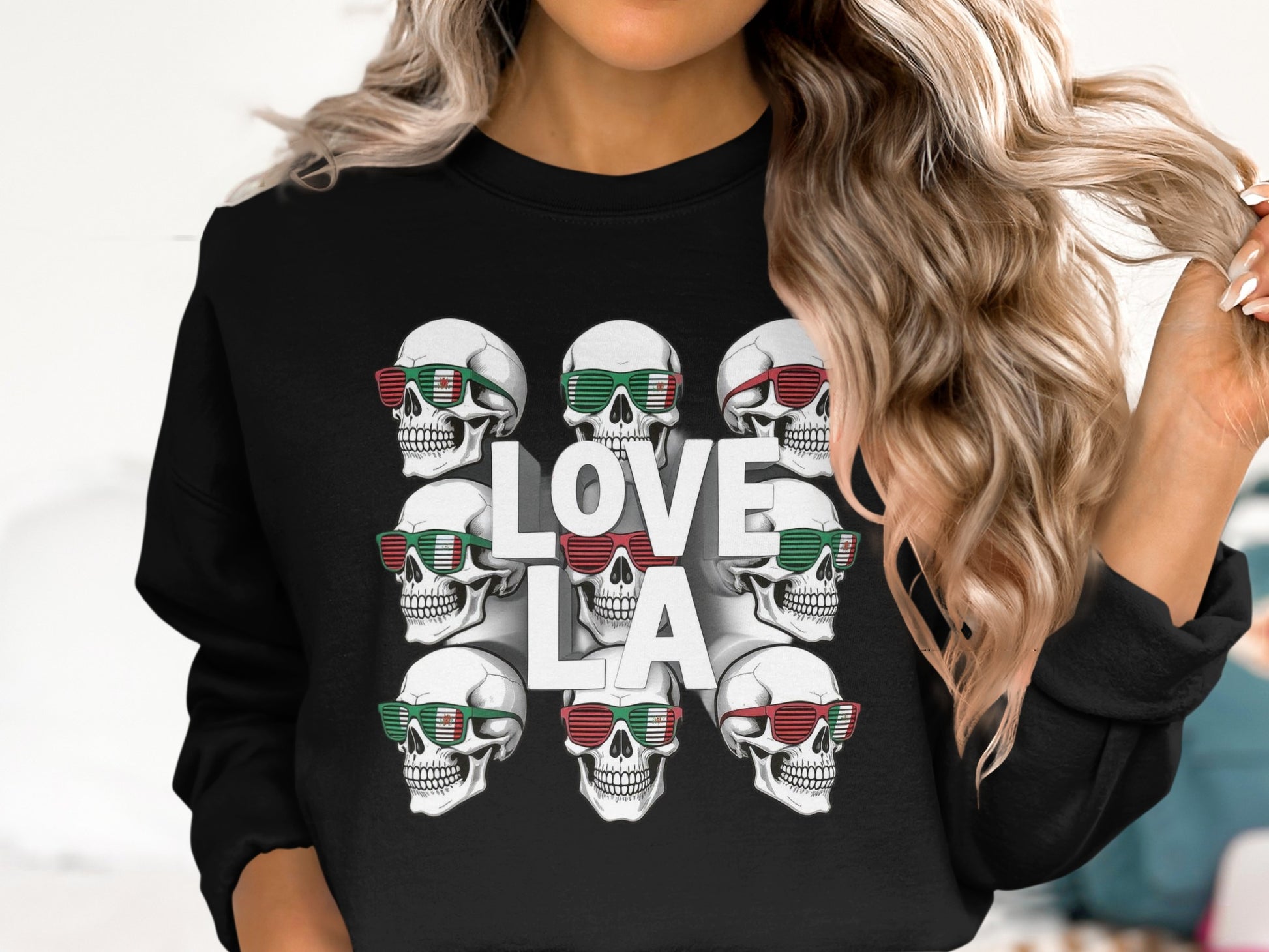 Love LA Skull Design Graphic Sweatshirt product type