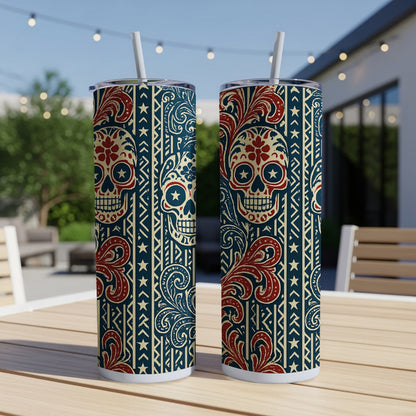 Patriotic Day of the Dead Skull Design Tumbler product