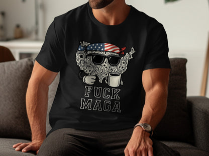 Patriotic Coffee Drinking Cat Fuck Maga T-Shirt product