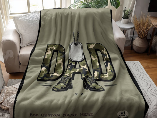 Personalized Dad Camo Blanket Custom Name Gift product