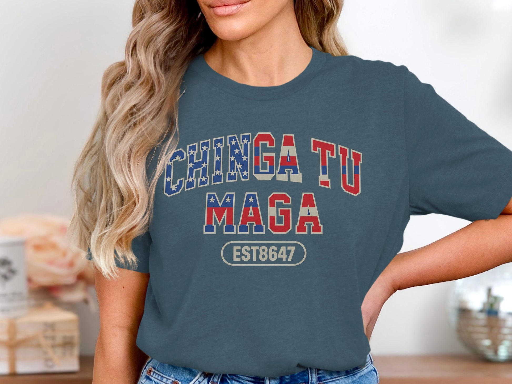 Chinga Tu Maga Est 8647 Patriotic Graphic Shirt