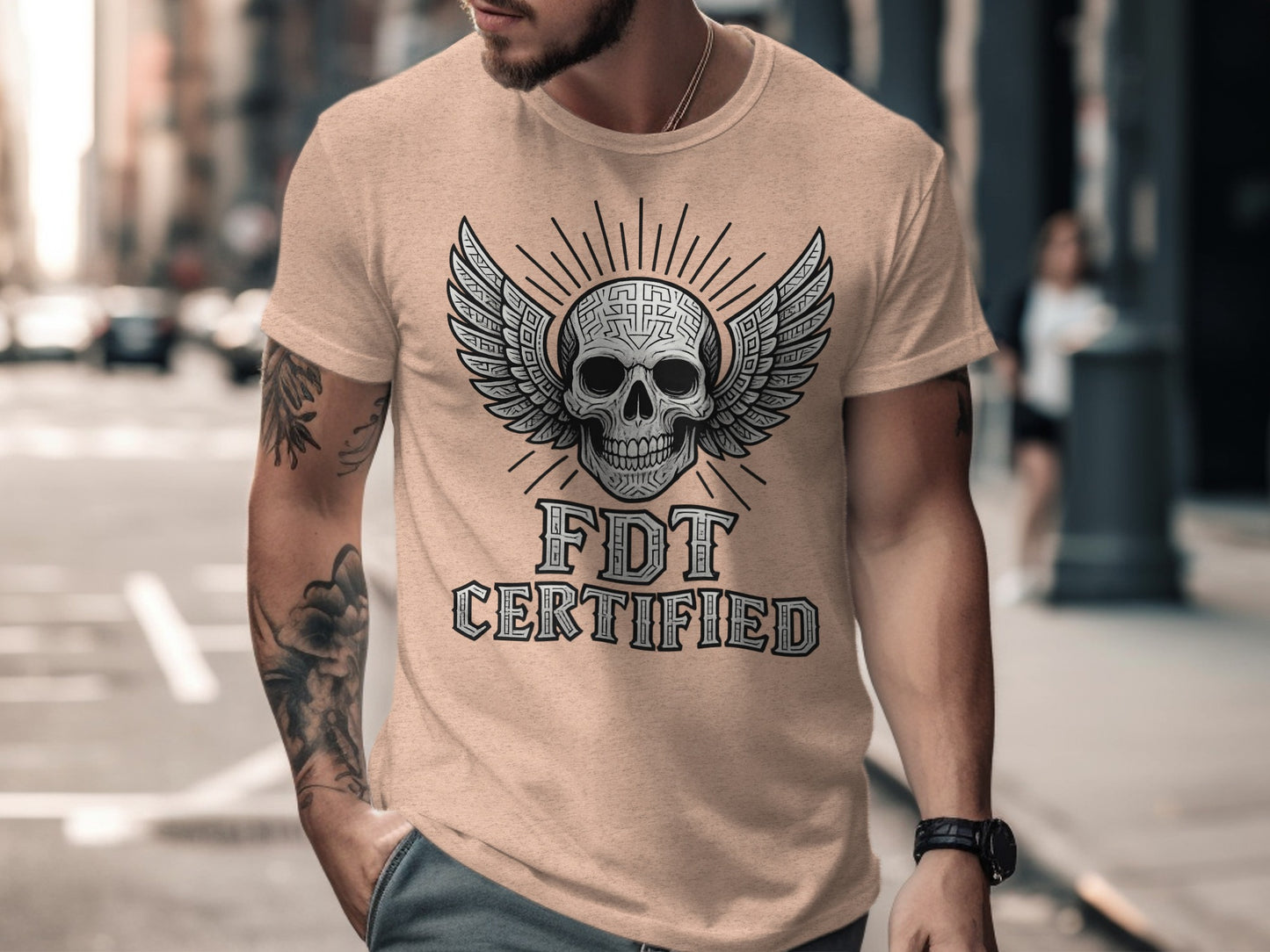 FDT Certified Wing Skull Printed T-Shirt Product