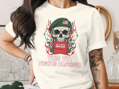 This Vet Fights Fascism with Skull Design Shirt