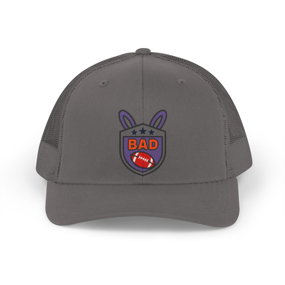 Bad Football Emblem on Grey Trucker Hat Accessory