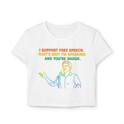 Pride Crop Top Women's Baby Tee - I Support Free Speech Graphic Top