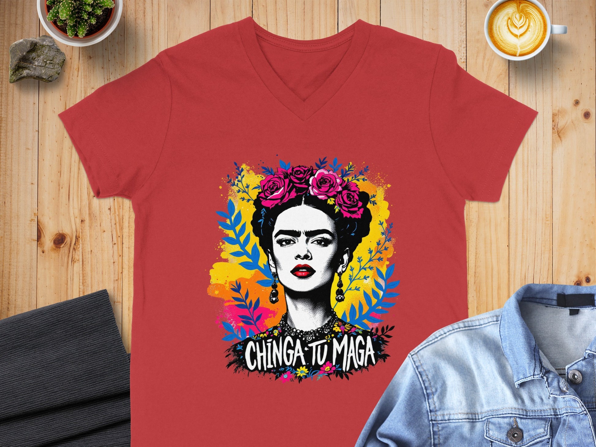 Vibrant Frida Kahlo Design Chinga Tu Maga Shirt