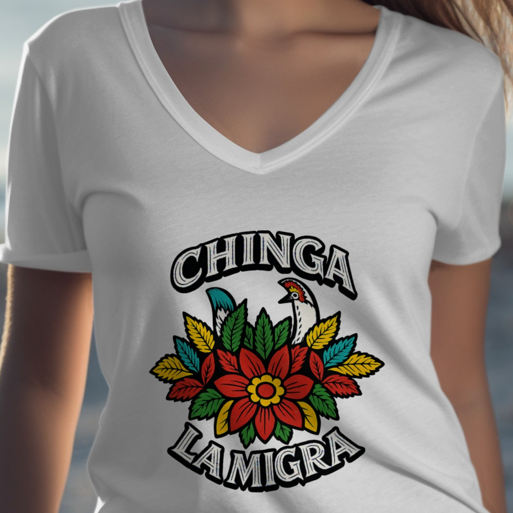 Colorful Floral Graphic Chinga La Migra T-shirt product