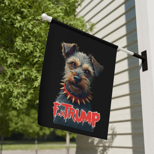 F*k Trump Dog with Spiked Collar Yard Flag
