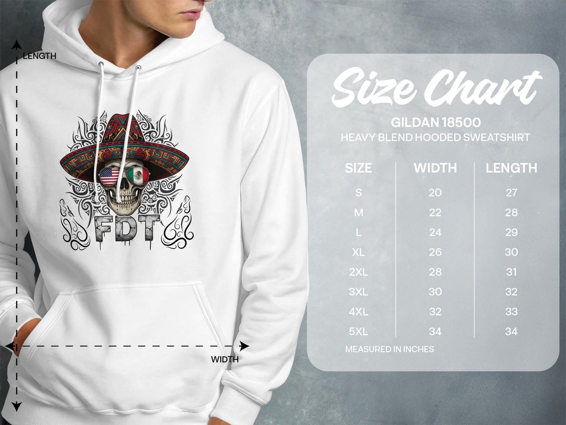 Day of the Dead Skull Sweatshirt with Mexican Hat