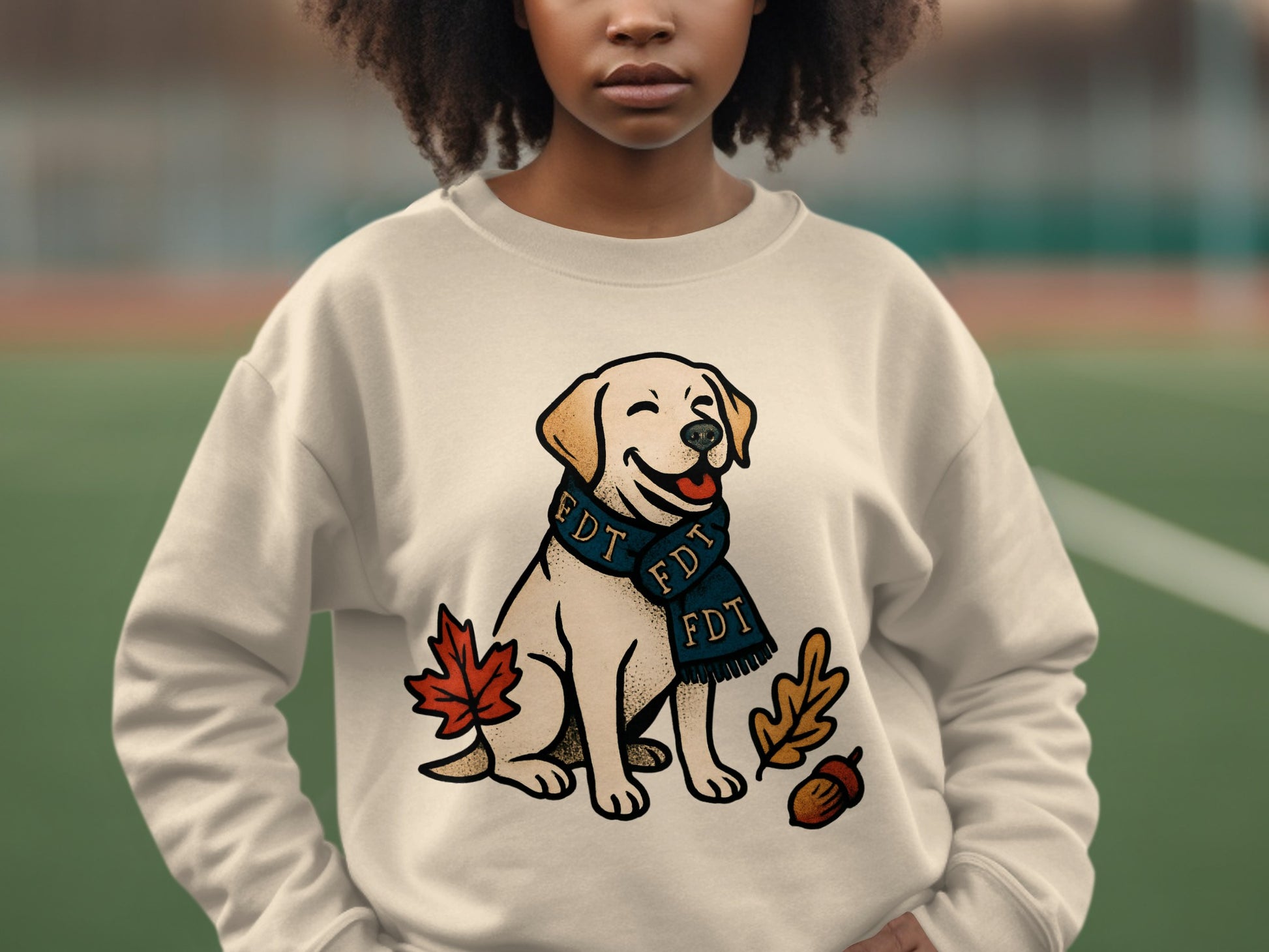 Cozy fall dog graphic pullover sweater for autumn
