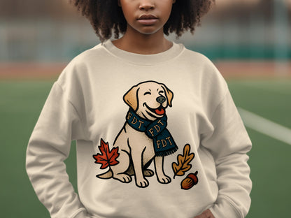 Cozy fall dog graphic pullover sweater for autumn