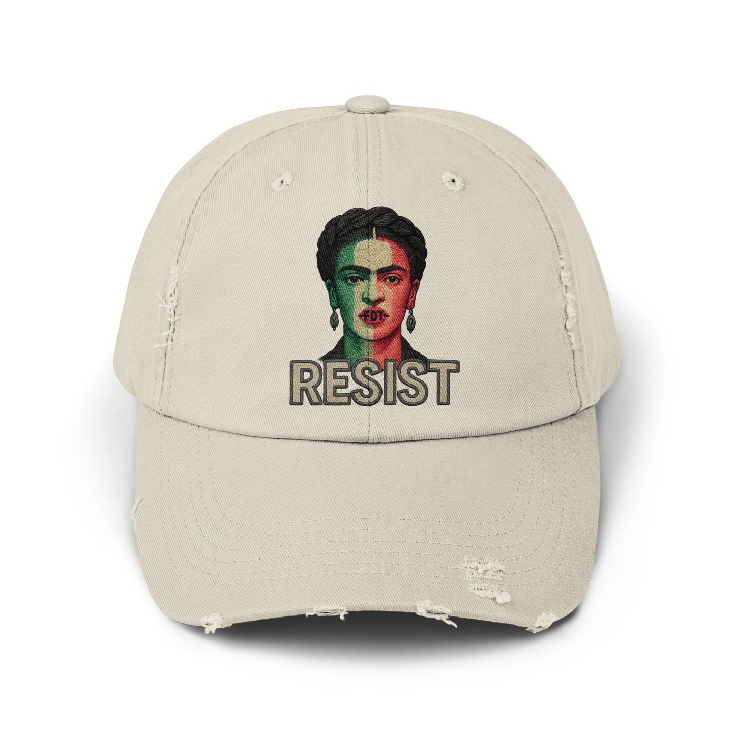 Resist Frida Embroidered Distressed Dad Hat product