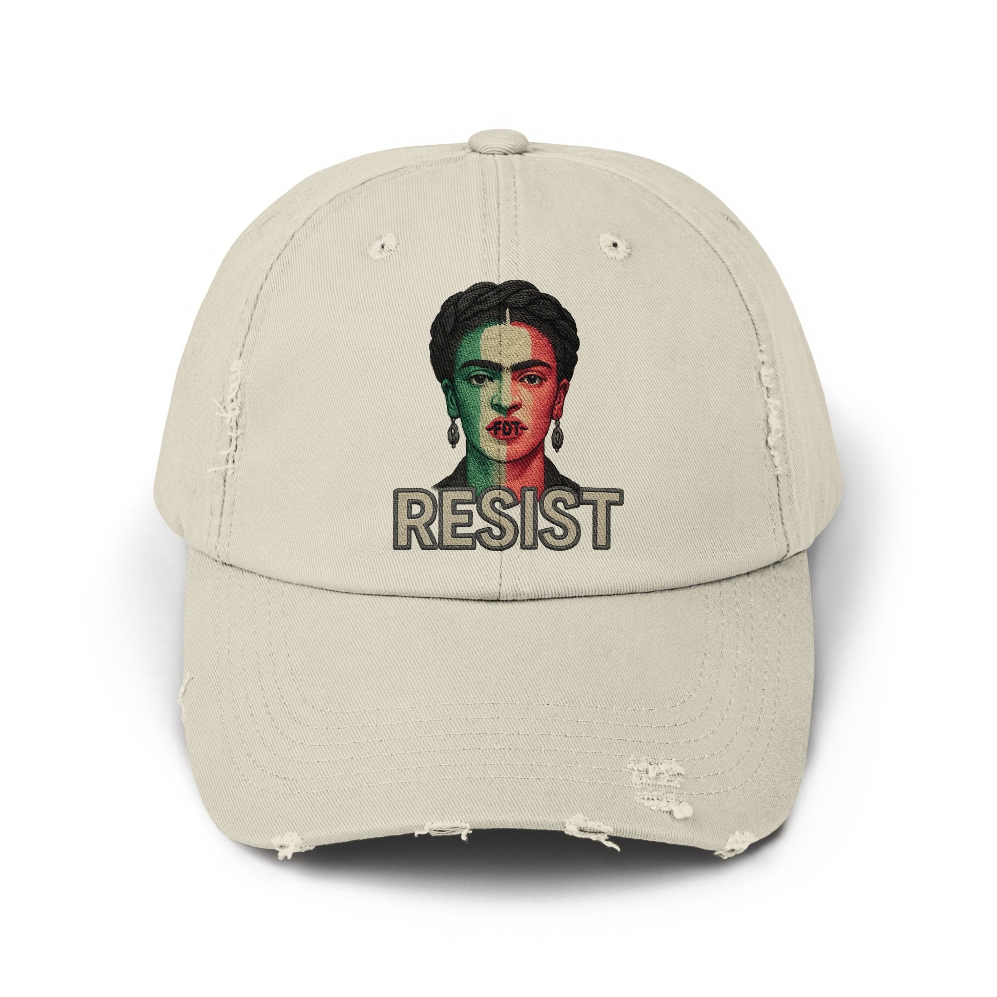 Resist Frida Embroidered Distressed Dad Hat product