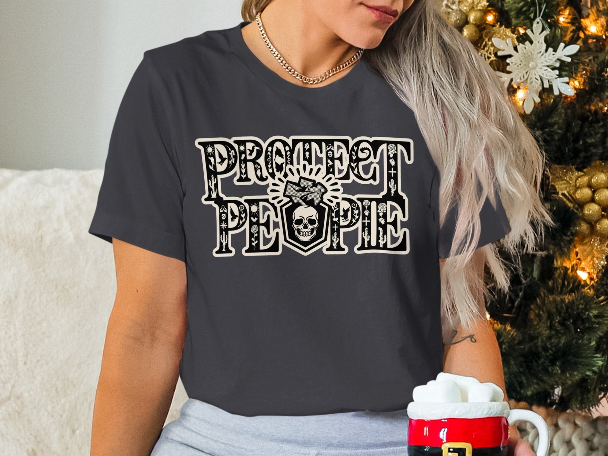 Protect People Skull Graphic Tee Shirt