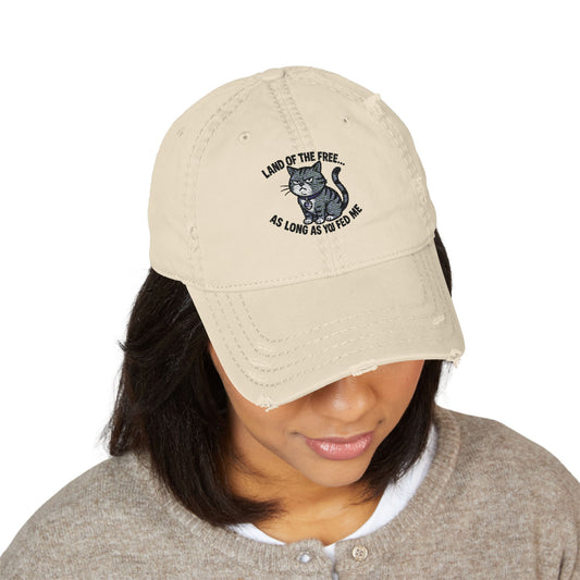 4th of July Hat Distressed Cat Dad Hat with Embroidery | Casual Fashion, Gifts for Cat Lovers, Outdoor Style, Father's Day, Everyday Wear