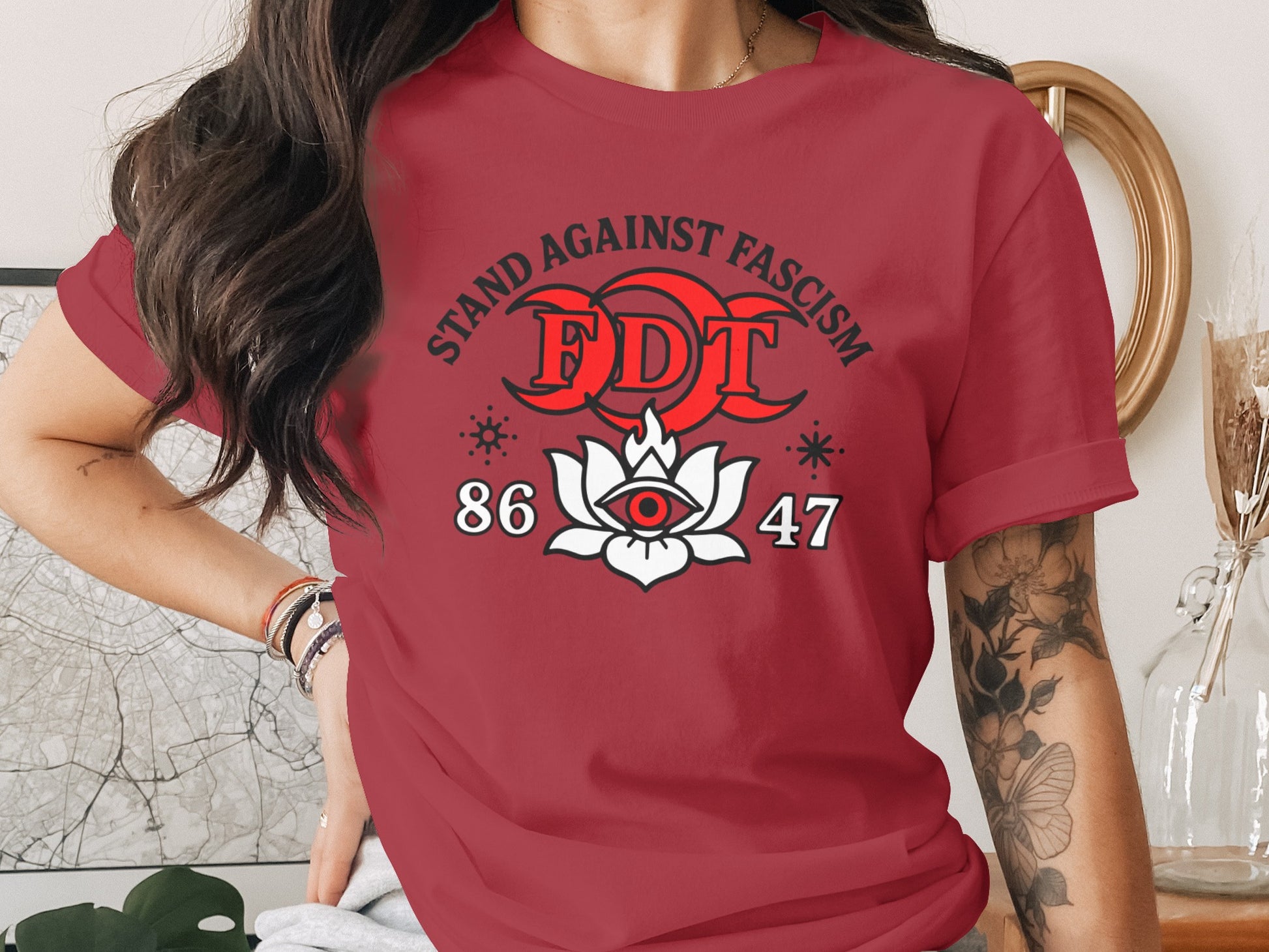 Stand Against Fascism Red T-Shirt Casual Wear