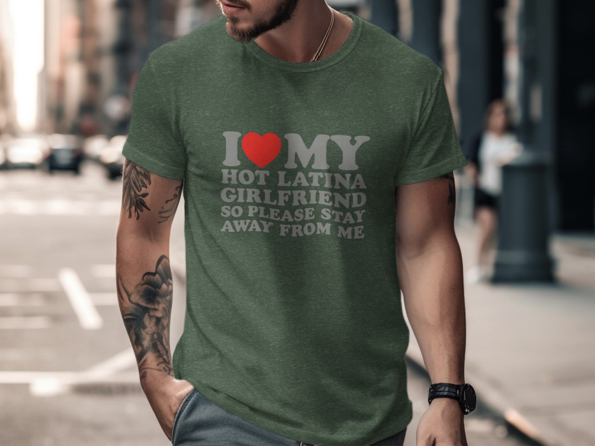 I Love My Hot Latina Girlfriend Statement T-shirt product type