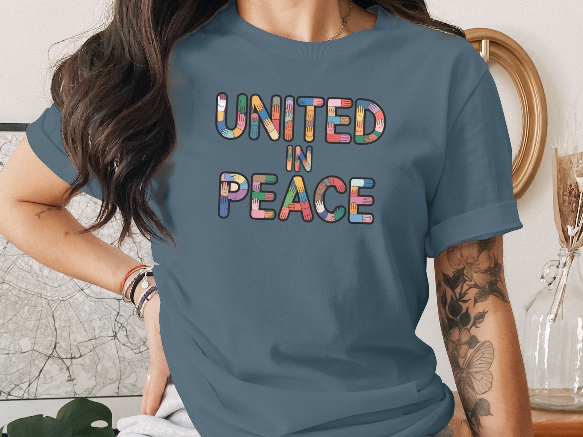 United In Peace Colorful Graphic Print T-shirt