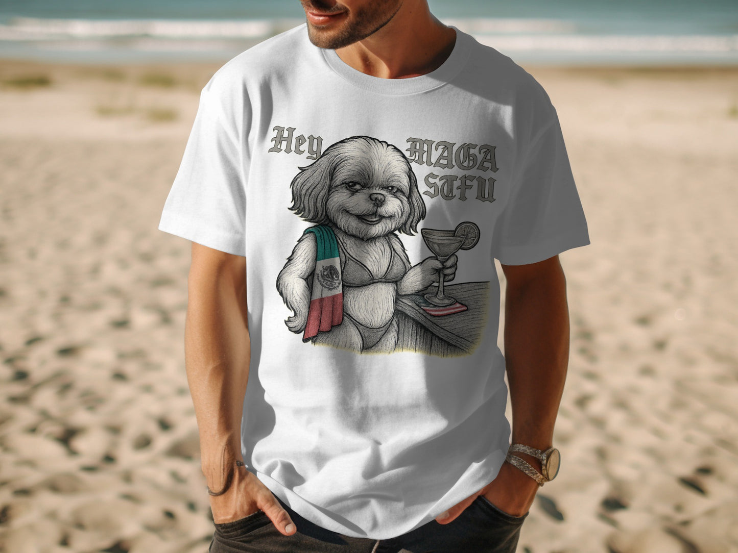 Hey ASAFA Hey Graphic Dog with Cup T-shirt product