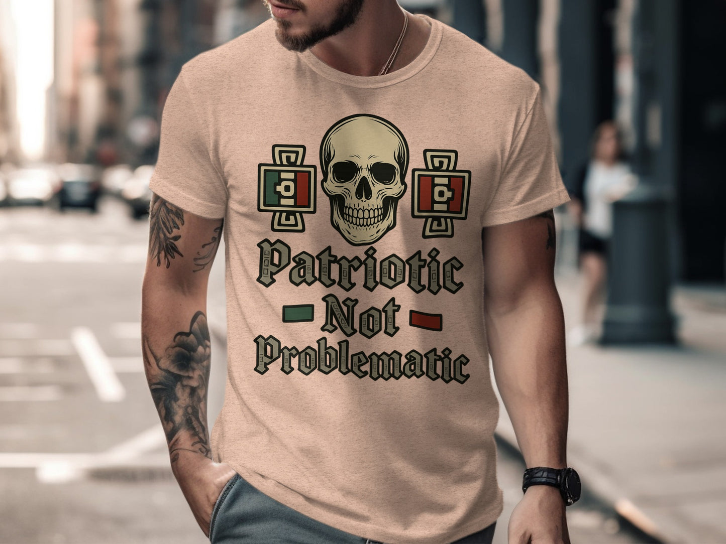 Patriotic Not Problematic Skull Print T-shirt
