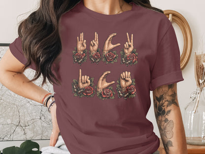 Love Sign Language Hand Symbols Women's Shirt