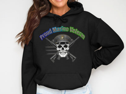 Proud Marine Veteran Skull Hooded Sweatshirt Product