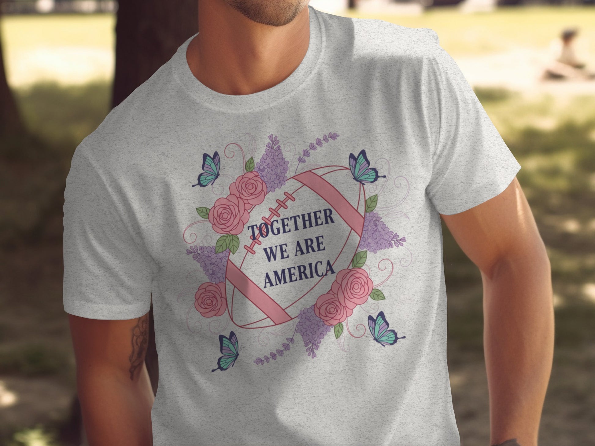 Together We Are America Floral Football Graphic Tee