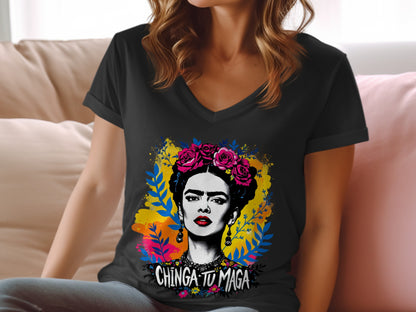 Chinga Tu Maga Graphic Tee with Vibrant Floral Design