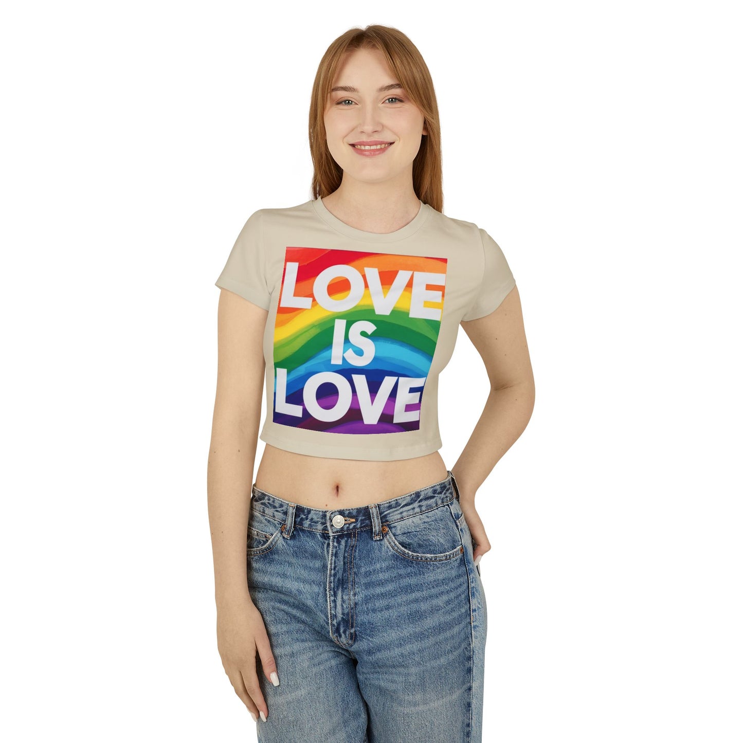 pride baby tee Women's Baby Tee - Love is Love Rainbow Pride T-Shirt