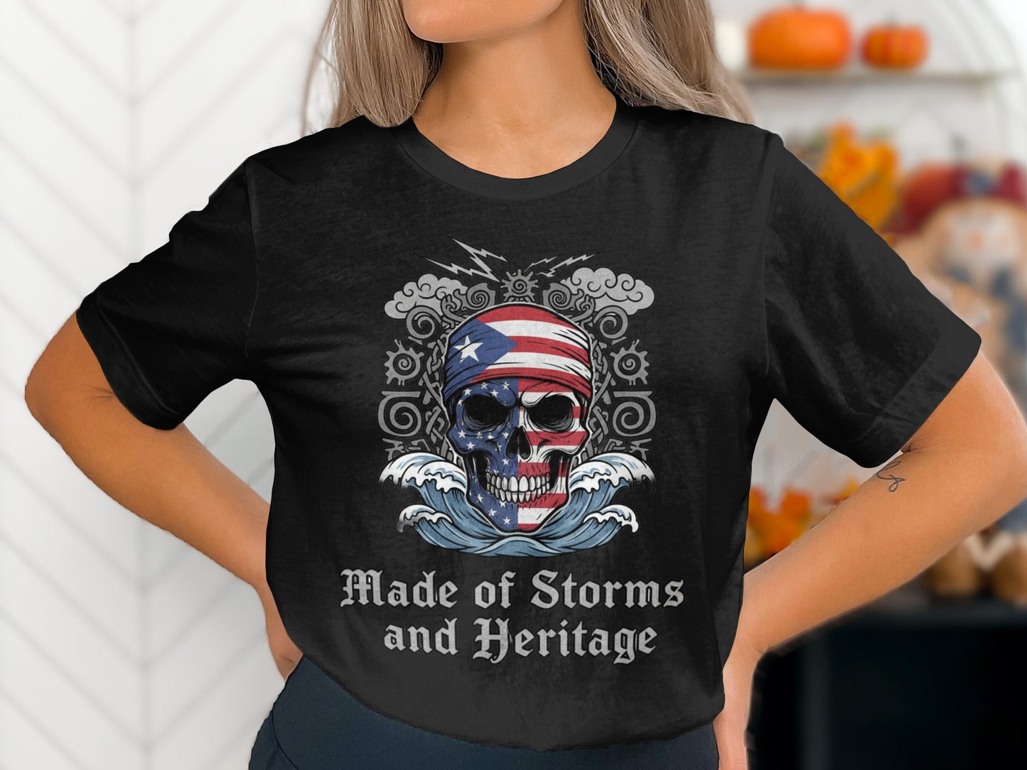 Made of Storms and Heritage Skull Graphic T-shirt