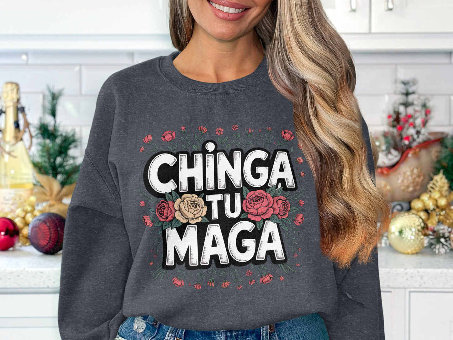 Chinga Tu Maga Graphic Crewneck Sweatshirt product type