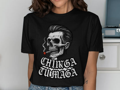 Chinga Tu Maga Skull with Cigarette Graphic Tee product