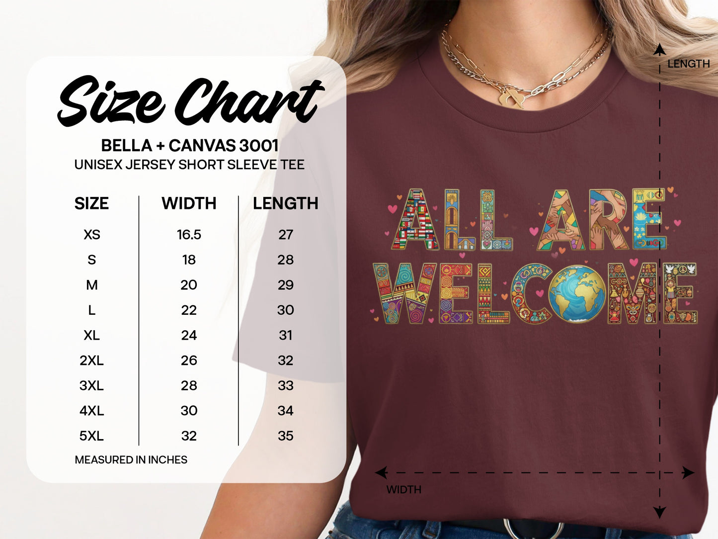 All Are Welcome Colorful Graphic Unisex Tee