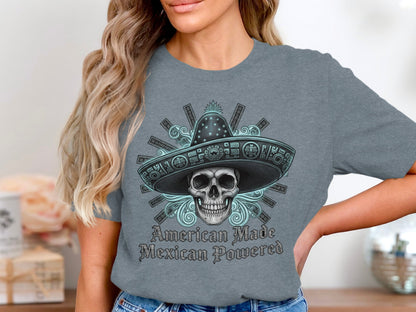 American Made Mexican Powered Skull Graphic Shirt