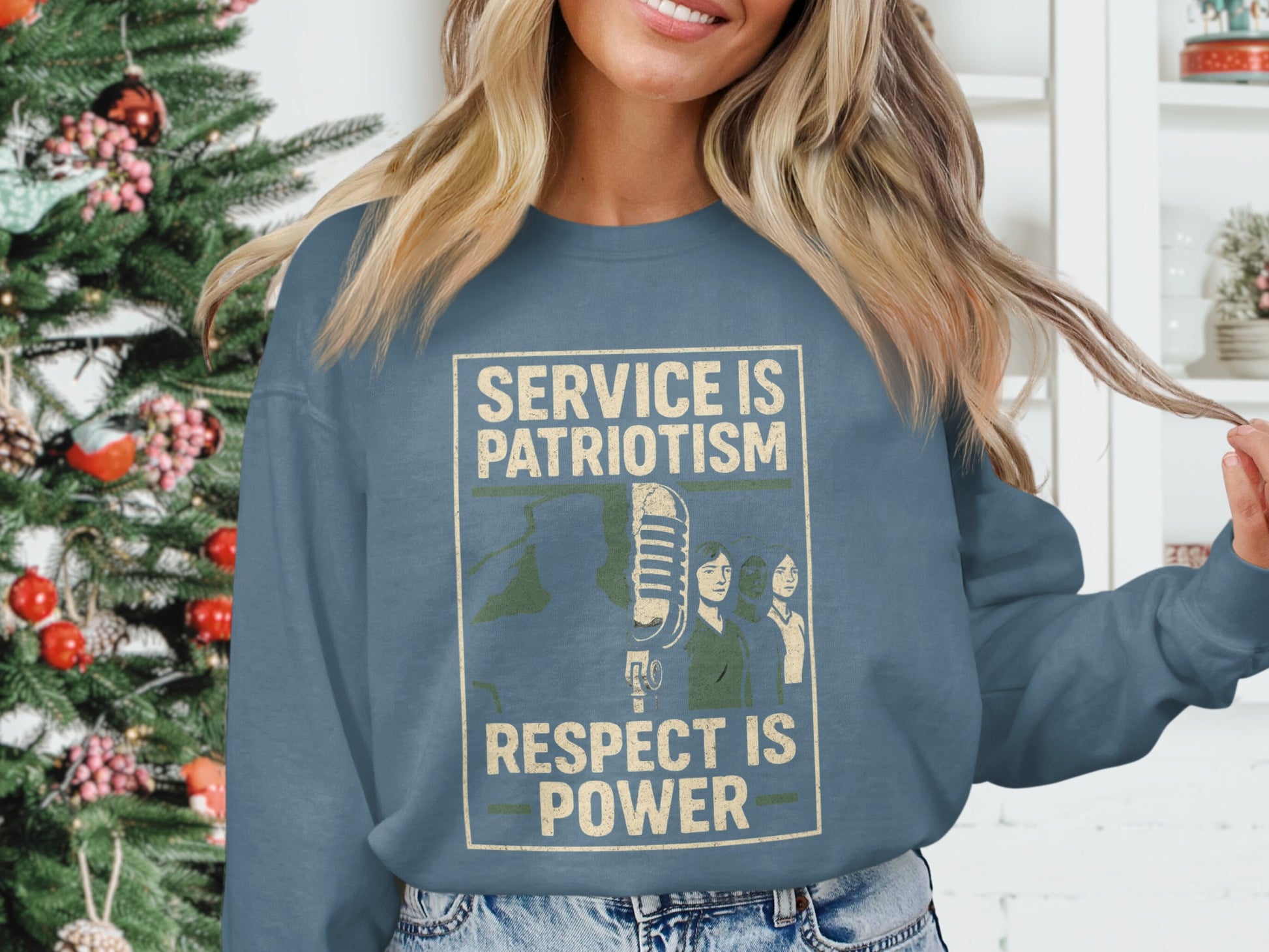 Service Is Patriotism Respect Is Power Sweatshirt Product
